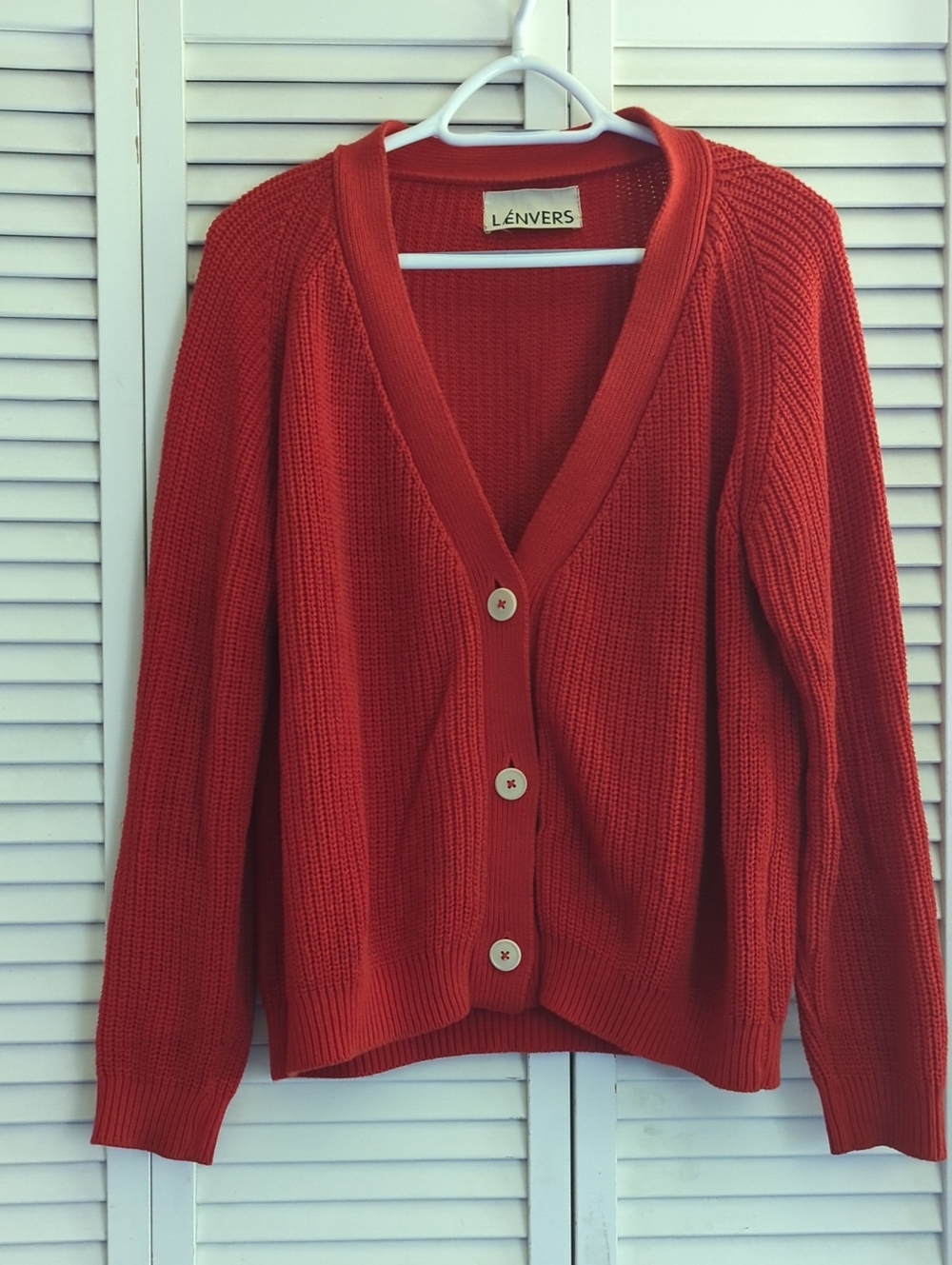 L'Envers Chunky Red Cotton Cardigan Size Small